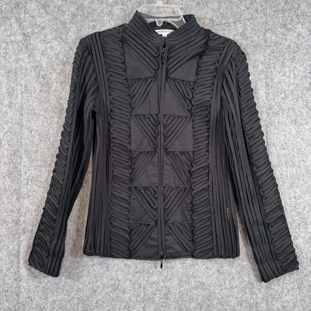 Andrea Rosati Sculptural Avant Garde Jacket Womens 8 Black Designer Art To Wear